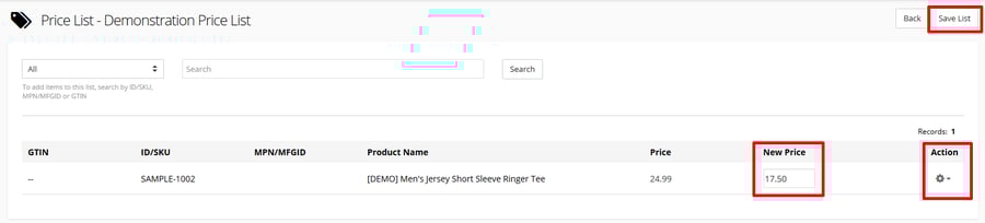 Adding products to a Customer-Specific Price List